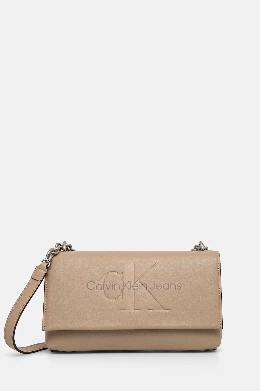 Τσάντα Calvin Klein Jeans χρώμα: μπεζ, K60K612221