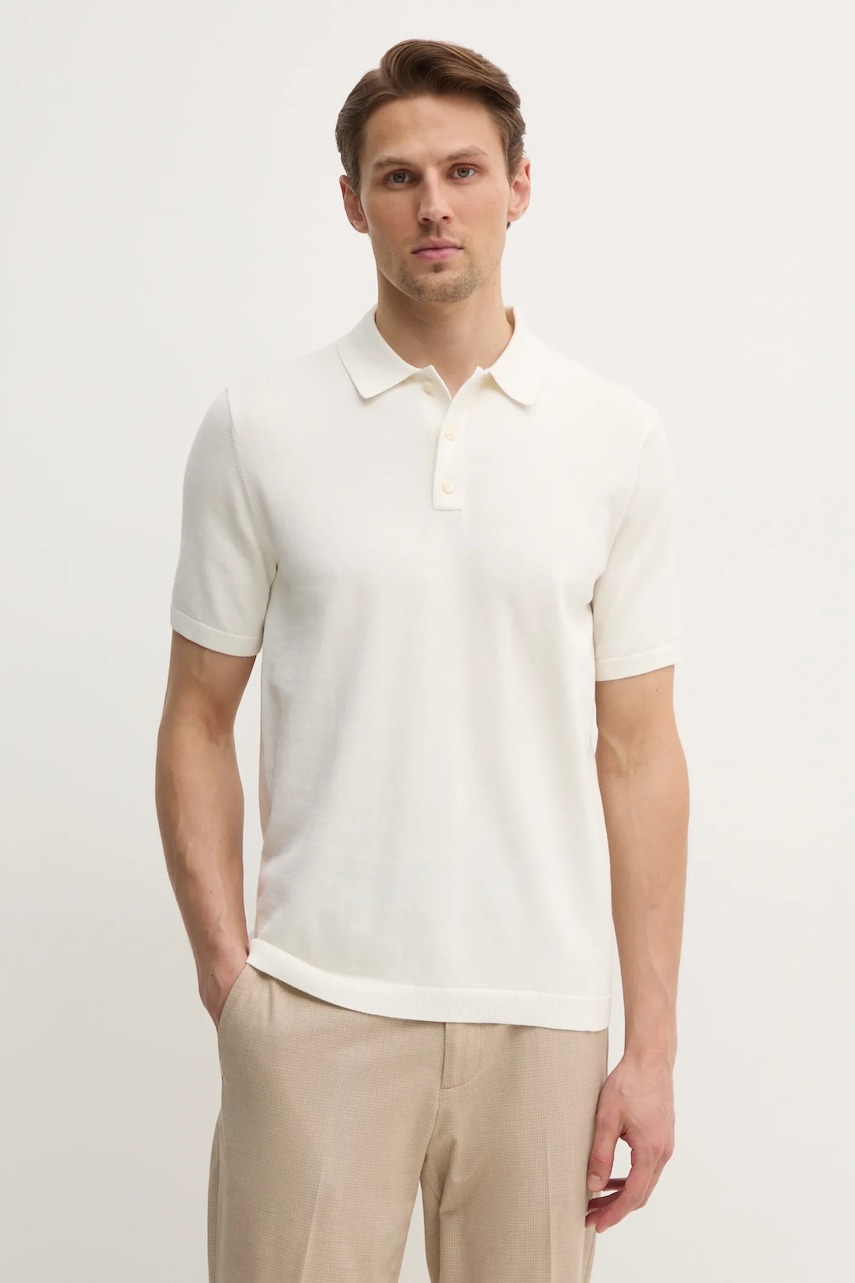 Βαμβακερό μπλουζάκι πόλο Calvin Klein χρώμα: μπεζ, K10K114476