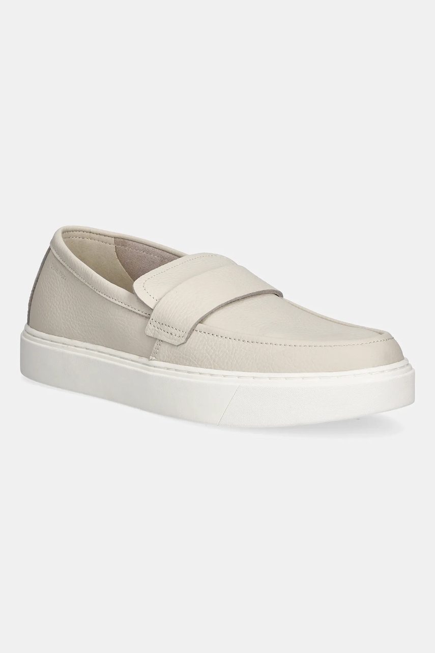 Δερμάτινα μοκασίνια Calvin Klein MOCCASIN LTH UNLINED ανδρικά, χρώμα: καφέ, HM0HM01813