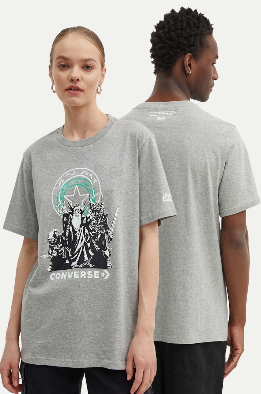 Βαμβακερό μπλουζάκι Converse Converse x DUNGEONS AND DRAGONS χρώμα: γκρι, 10027170-A01