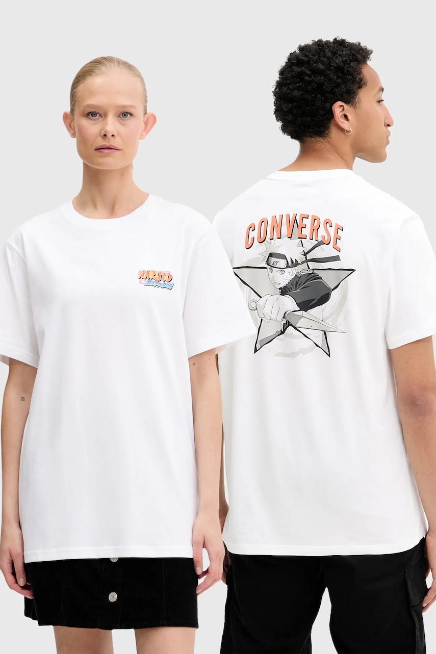 Βαμβακερό μπλουζάκι Converse Converse x NARUTO χρώμα: άσπρο, 10028746-A01