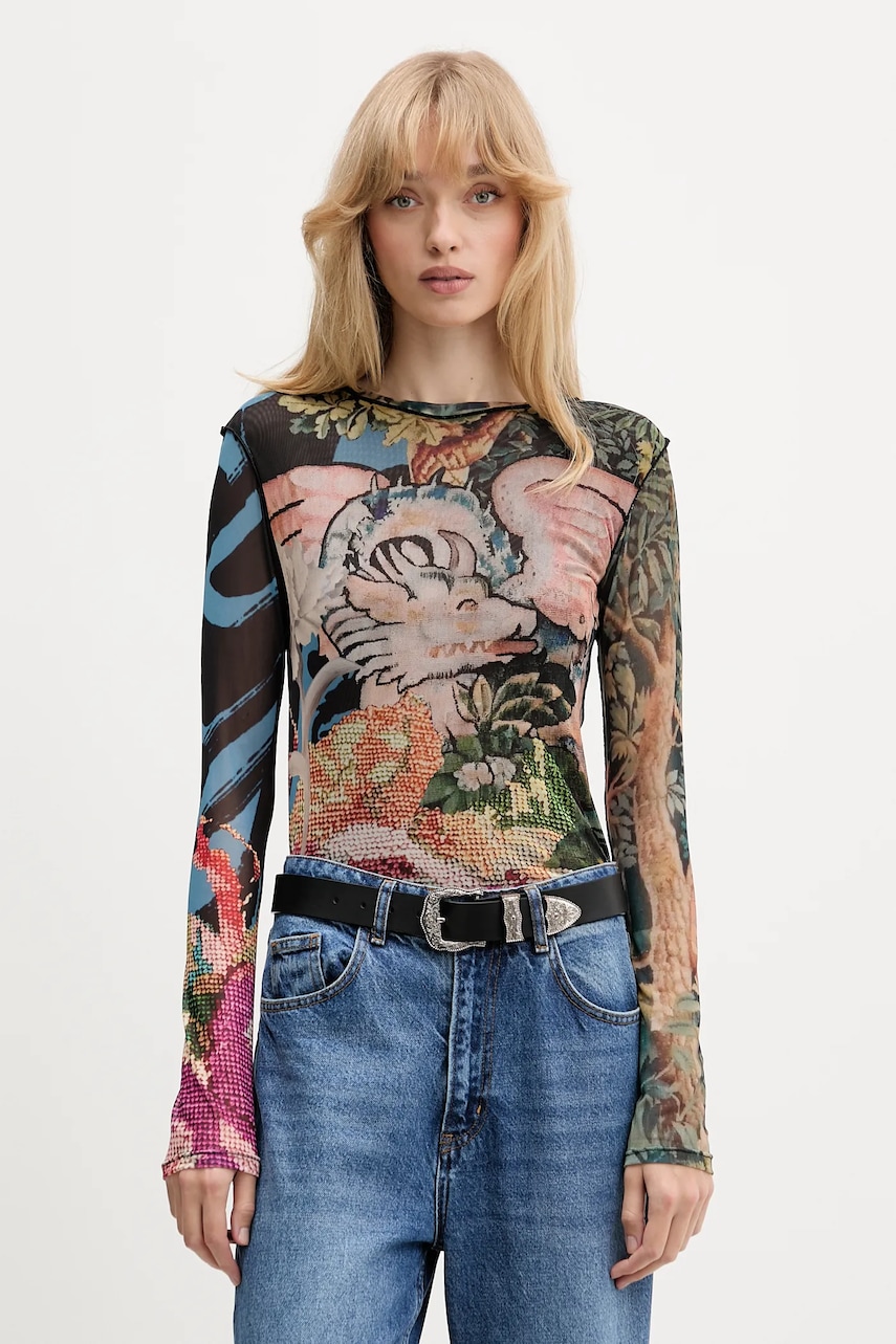 Μακρυμάνικο Desigual DRAGON LACROIX χρώμα: μαύρο, 25WWTK39