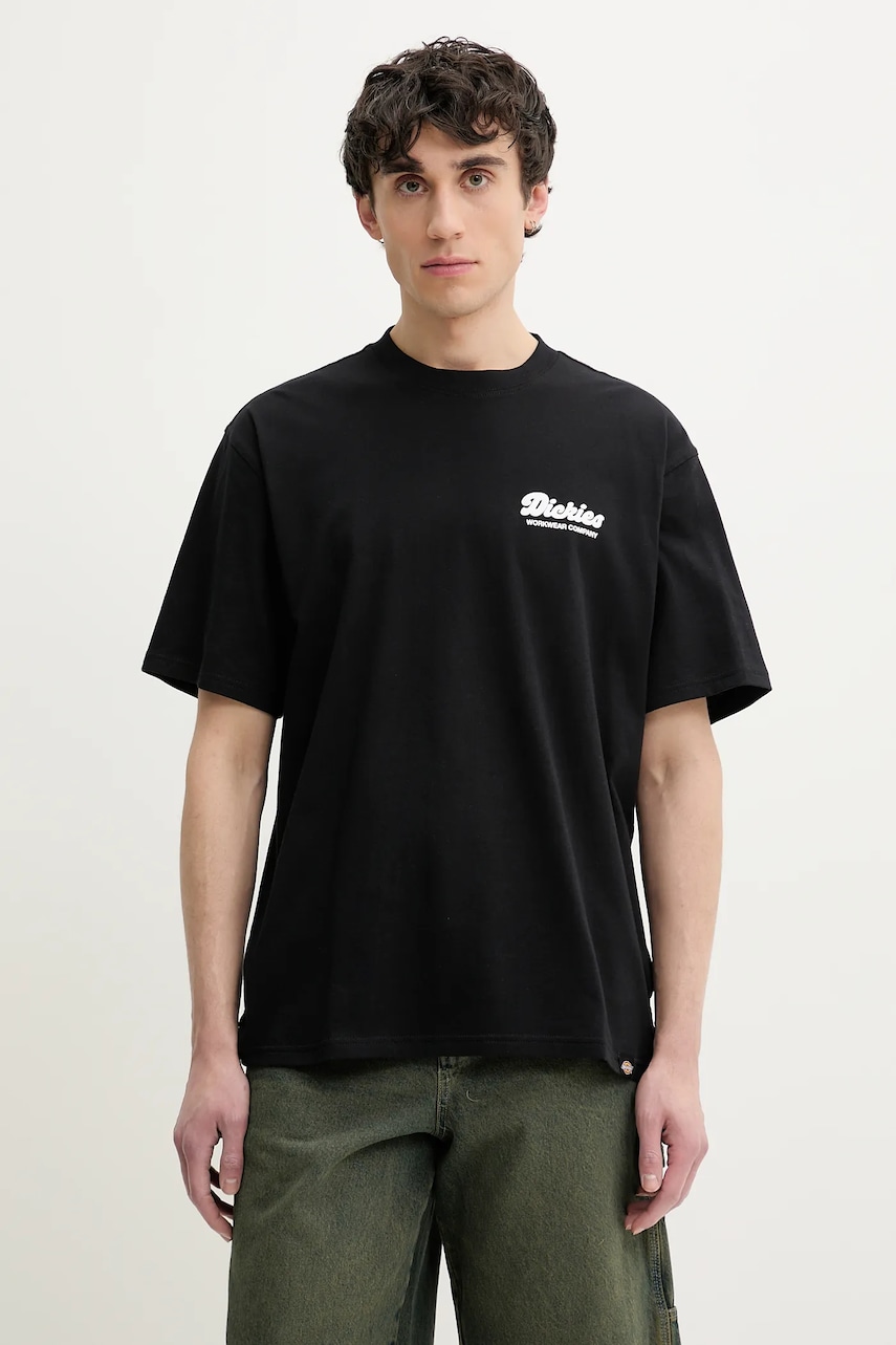 Βαμβακερό μπλουζάκι Dickies ανδρικό, χρώμα: μαύρο, DK0A4Z8ZBLK1