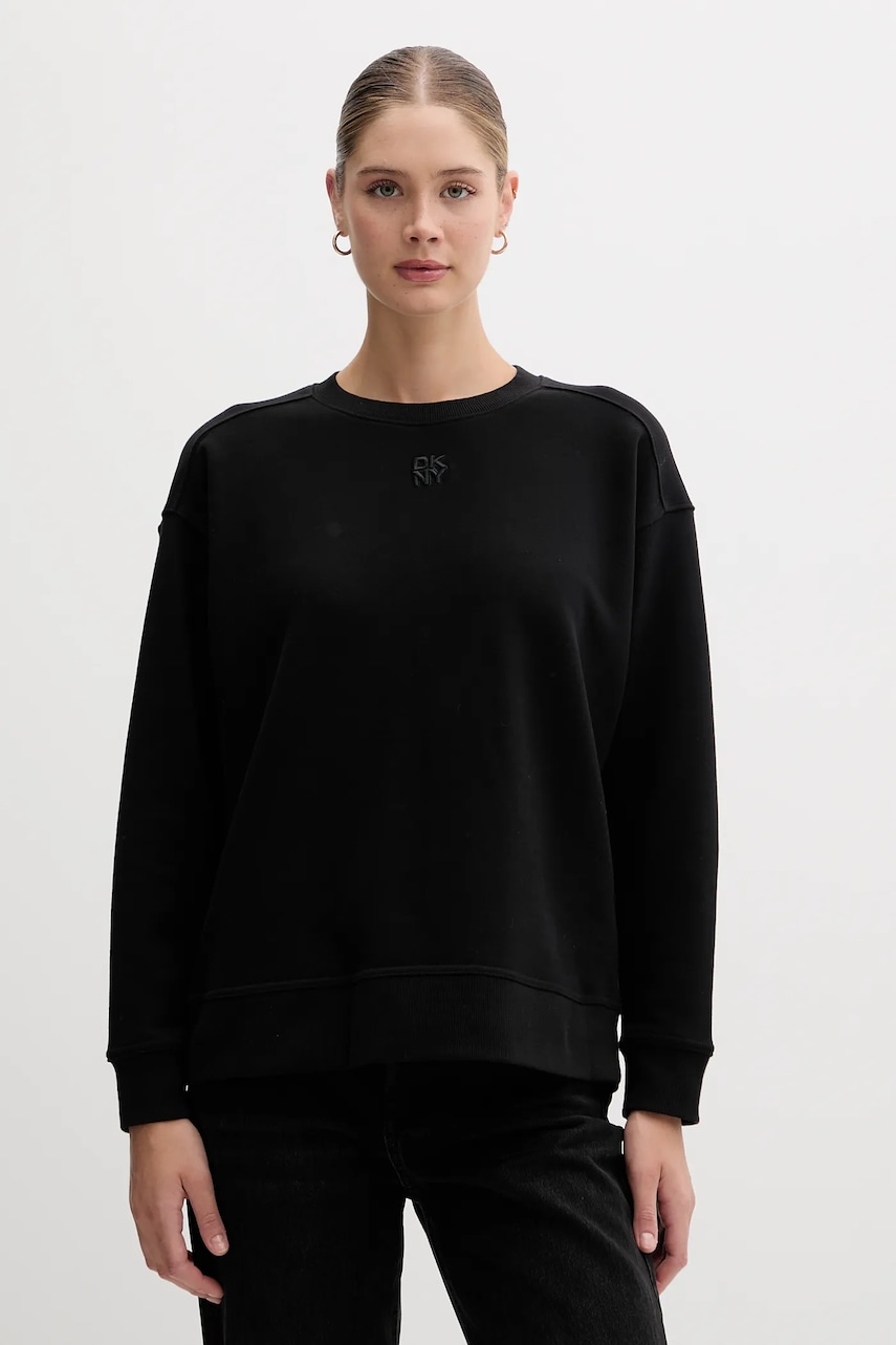 Βαμβακερή μπλούζα Dkny γυναικεία, χρώμα: μαύρο, DJ4T1344