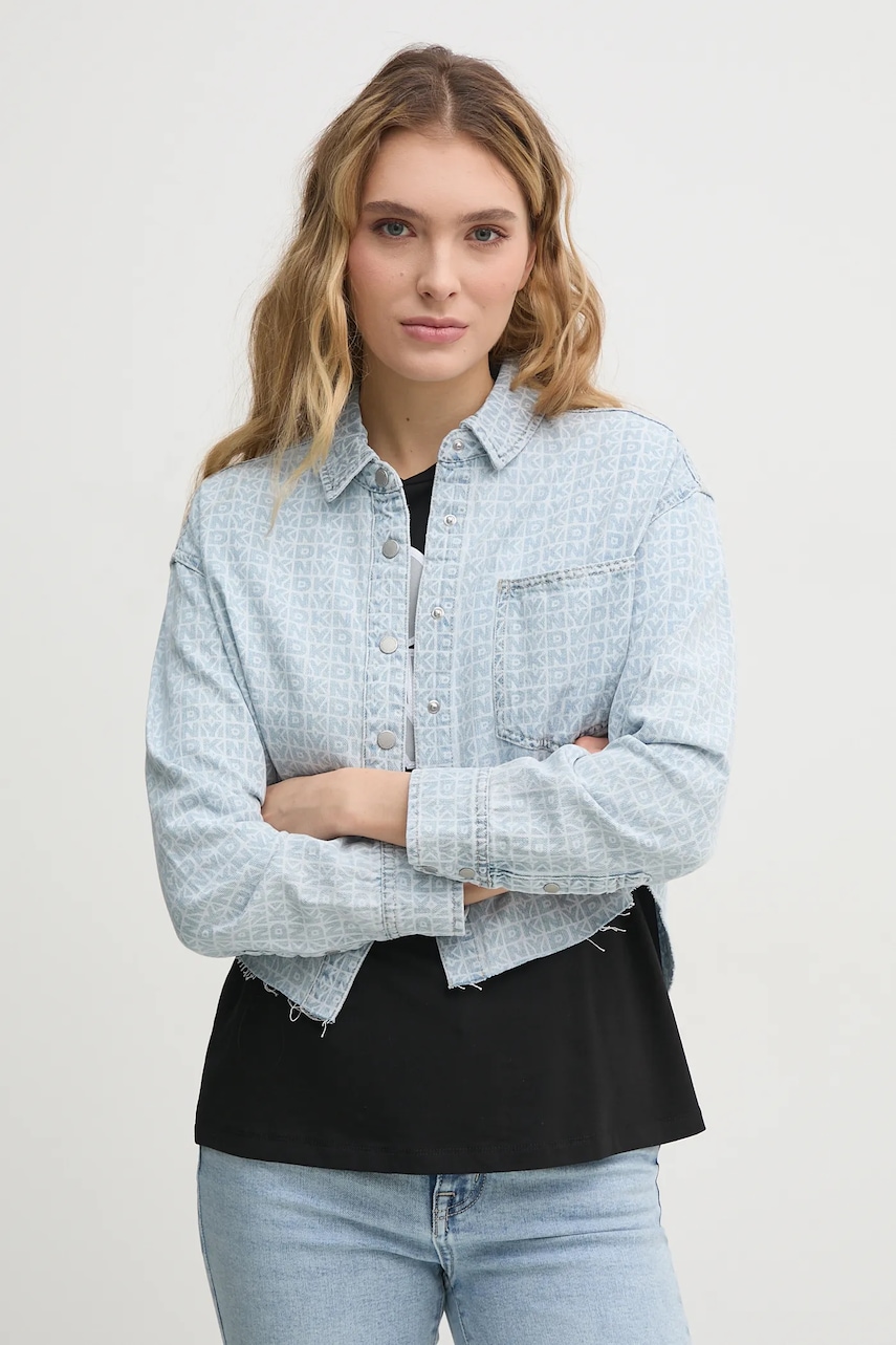 Βαμβακερό πουκάμισο Dkny χρώμα: μπλε, DJ5W2123