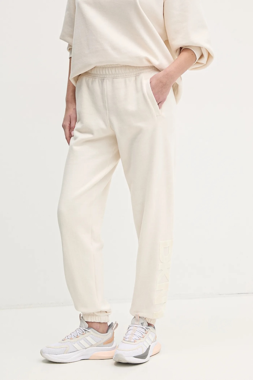 Παντελόνι φόρμας Dkny χρώμα: μπεζ, DP5P3585
