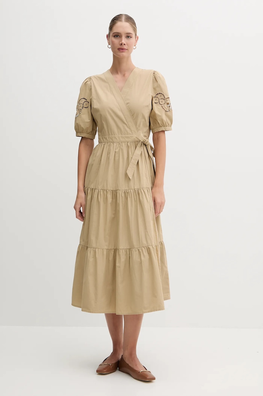 Βαμβακερό φόρεμα Dkny χρώμα: πράσινο, P5DB0B48