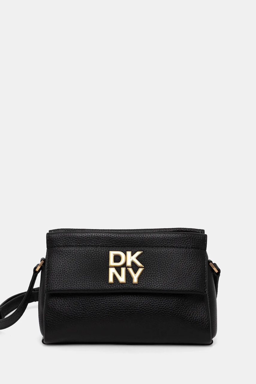 Δερμάτινη τσάντα Dkny χρώμα: μαύρο, R44EAI71