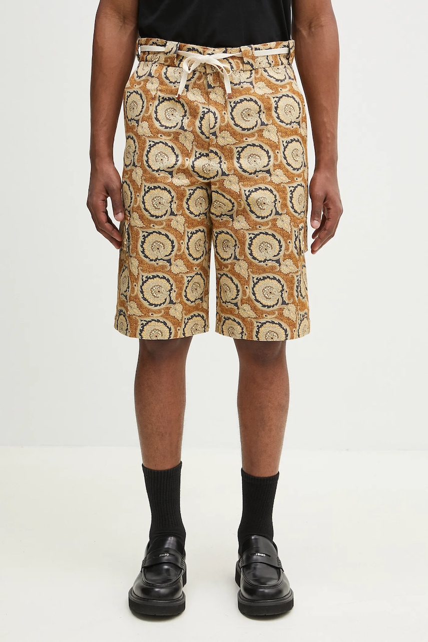 Βαμβακερό σορτσάκι Drôle de Monsieur Le Short Workwear Paisley χρώμα: κίτρινο, G-BS155-CO189-MS
