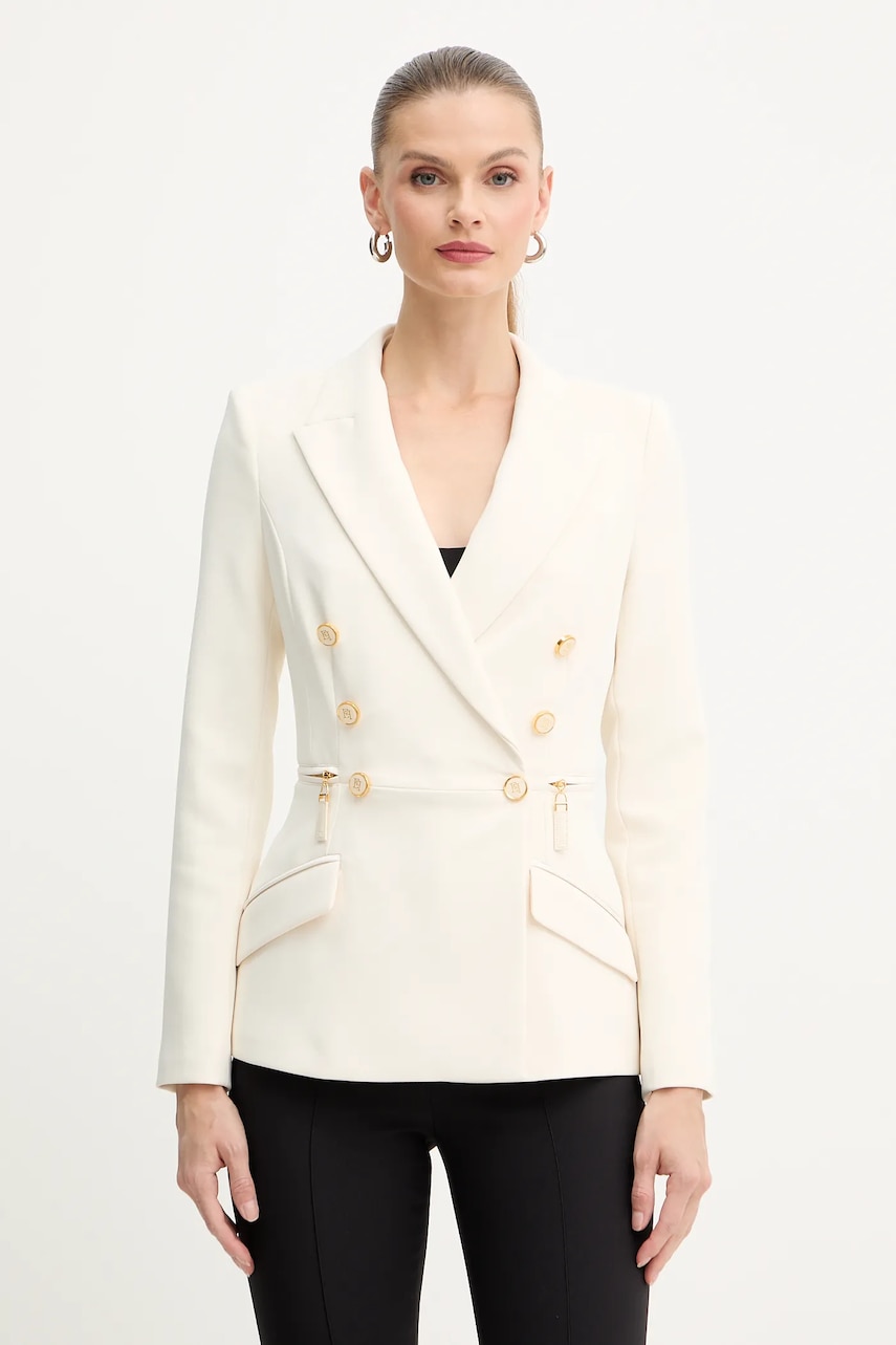 Σακάκι Elisabetta Franchi χρώμα: μπεζ, GI17256E2
