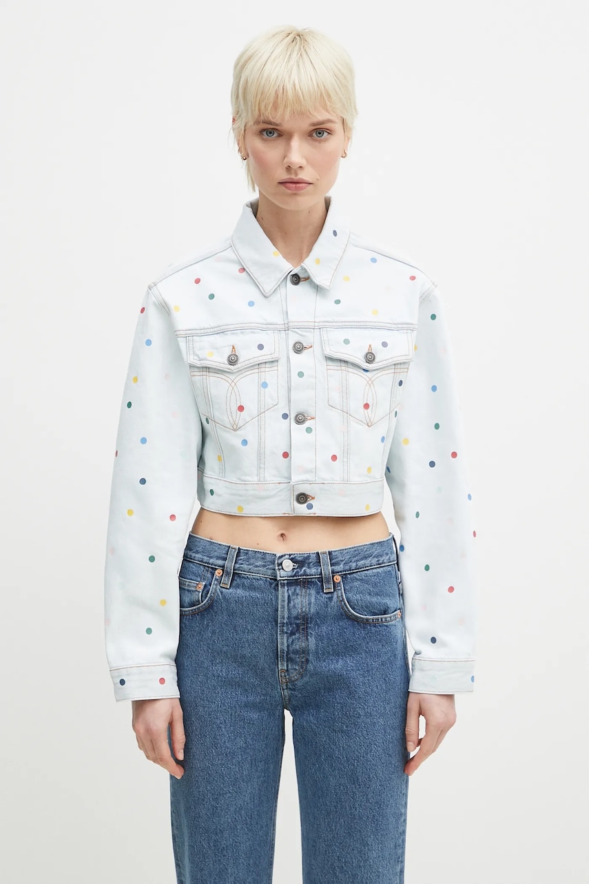 Βαμβακερό τζιν μπουφάν Fiorucci Confetti Dot Cropped Denim χρώμα: μπλε, W02SPDJA308DN03DN08
