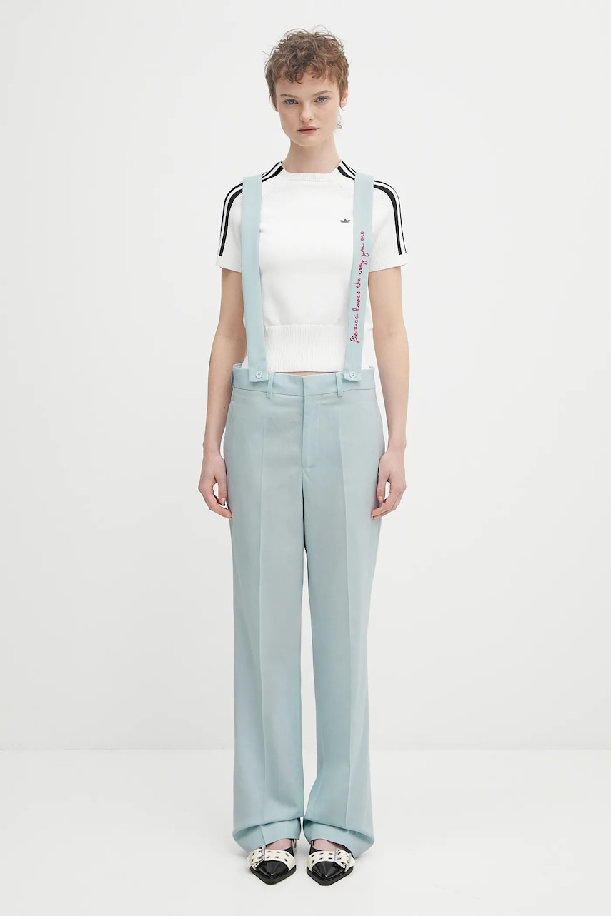 Μάλλινα παντελόνια Fiorucci Embroidered Suspender χρώμα: μπλε, W02SPBPA183WO01BL02