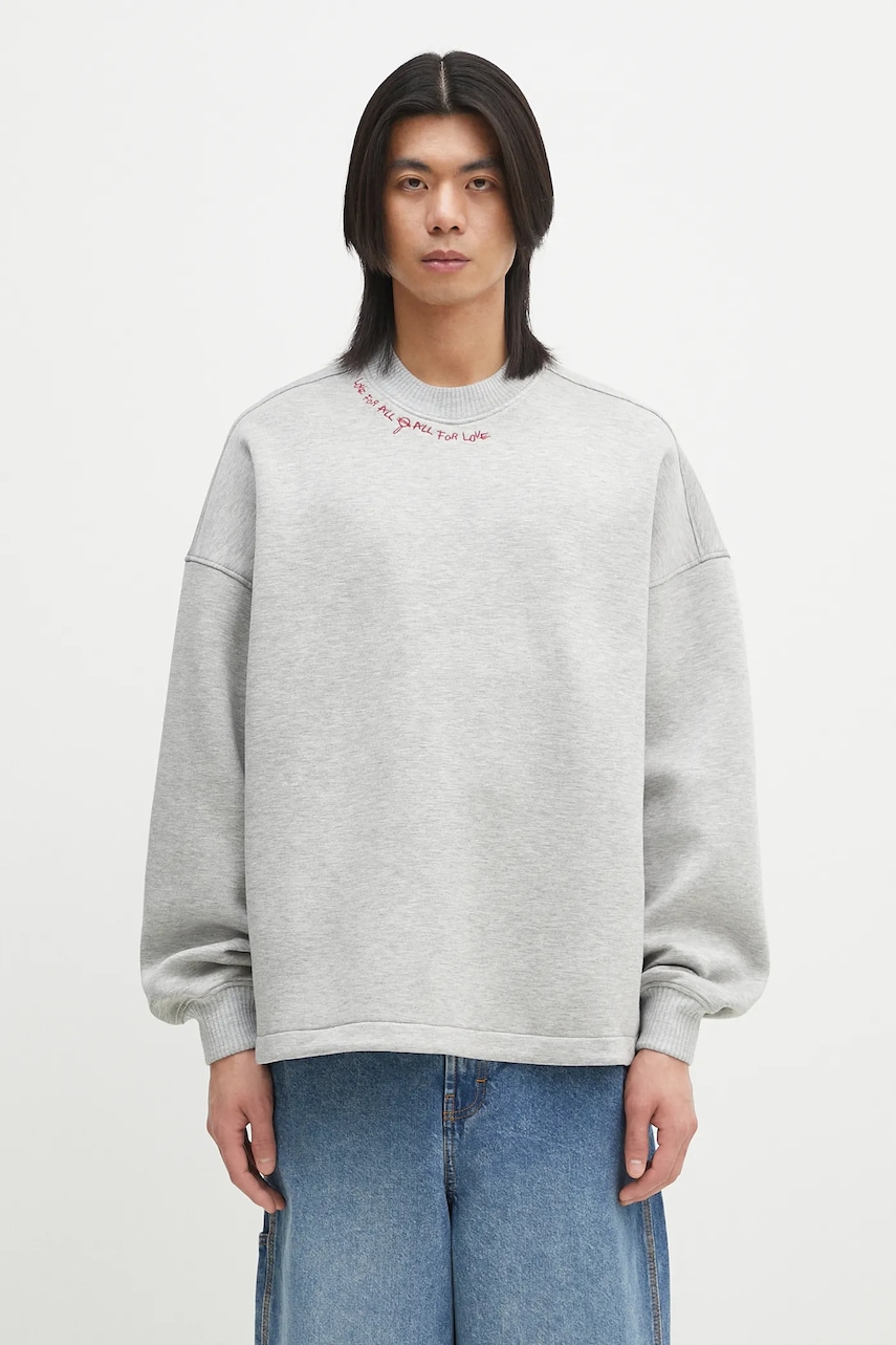 Μπλούζα Fiorucci Neoprene Embroidered Neck Relaxed Fit χρώμα: γκρι, U02SPSCR188NE01GY01