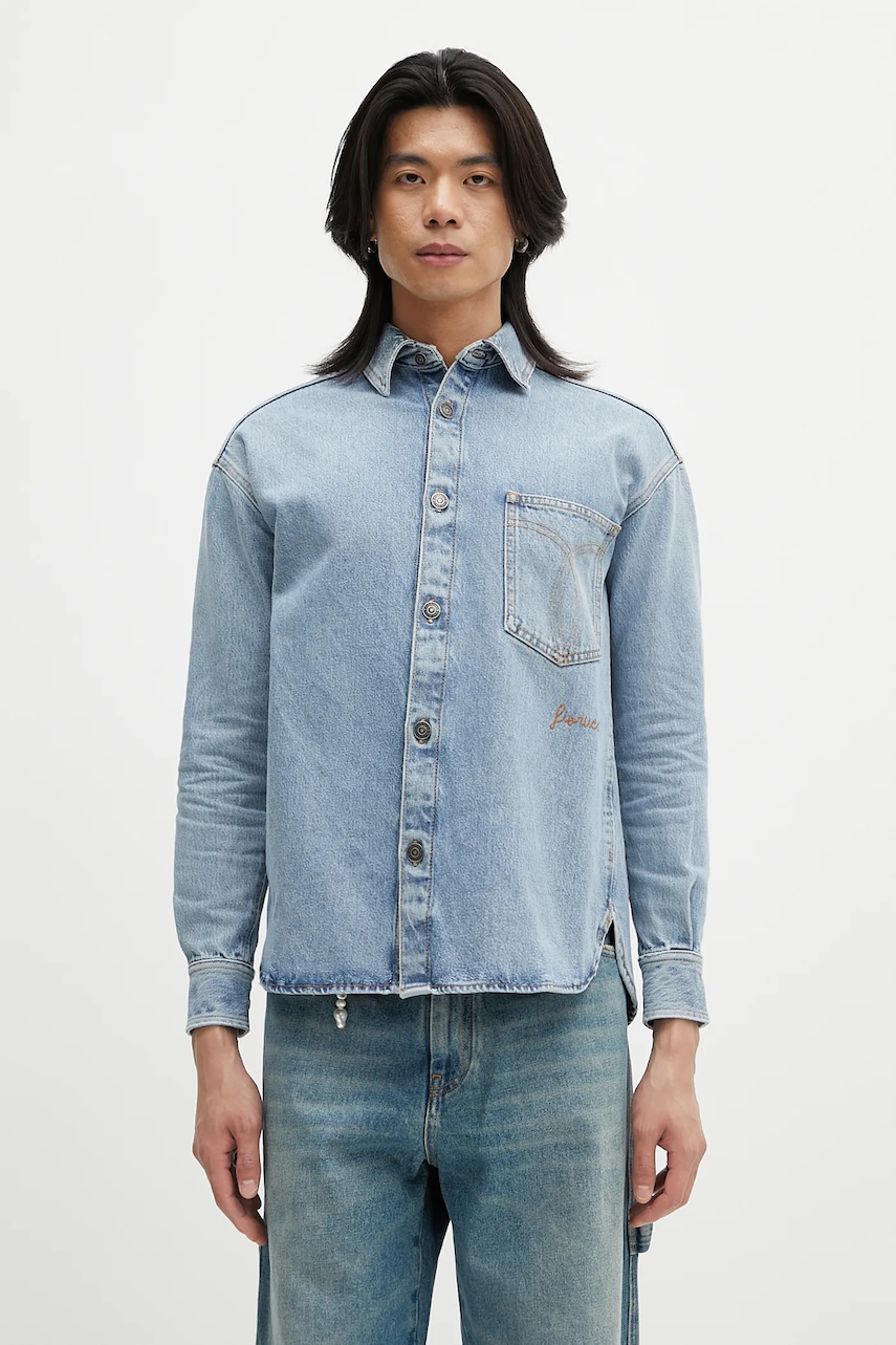 Τζιν πουκάμισο Fiorucci Open Back Embroidered Denim χρώμα: μπλε, W02SMDSI390DN01DN01