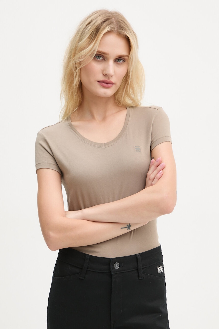 Βαμβακερό μπλουζάκι G-Star Raw χρώμα: μπεζ, D24533-4107