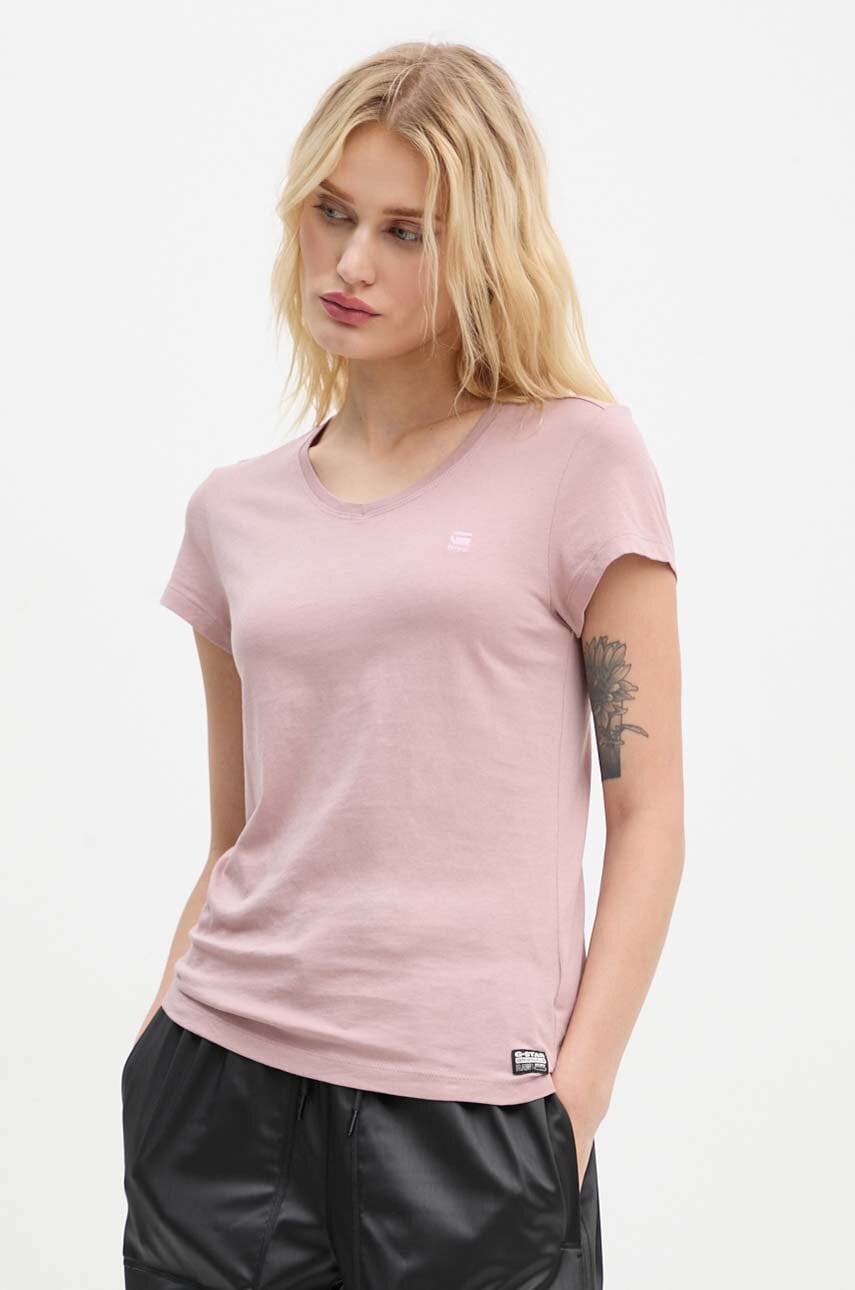 Βαμβακερό μπλουζάκι G-Star Raw χρώμα: ροζ, D24533-4107