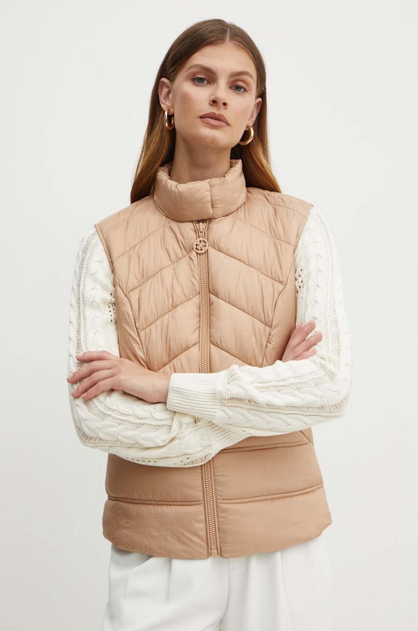Αμάνικο μπουφάν Guess GINGER χρώμα: μπεζ, W4YL08 WGAE2