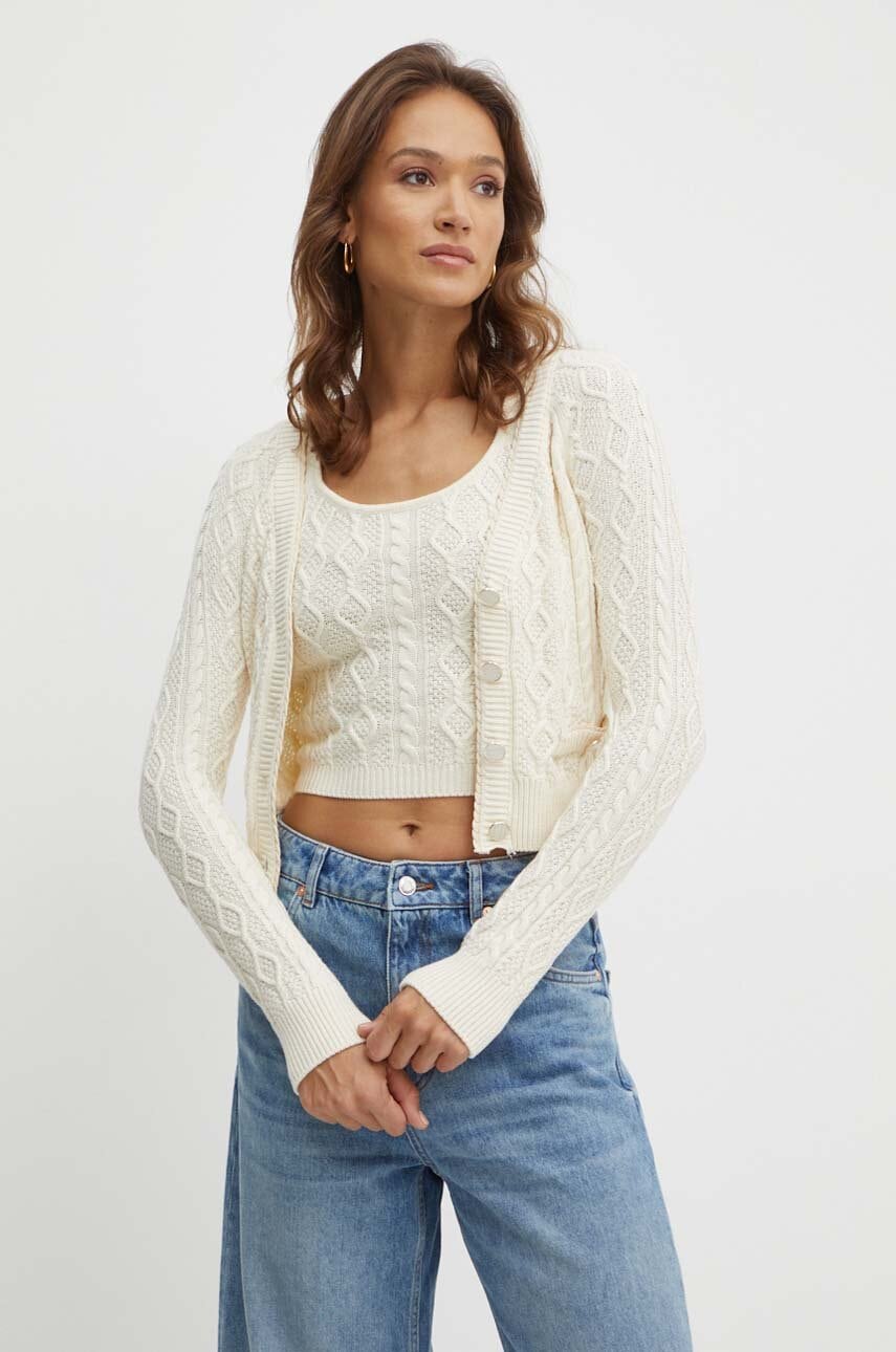 Ζακέτα από μίγμα μαλλιού Guess ISABELLE χρώμα: μπεζ, W4YR22 Z37L1