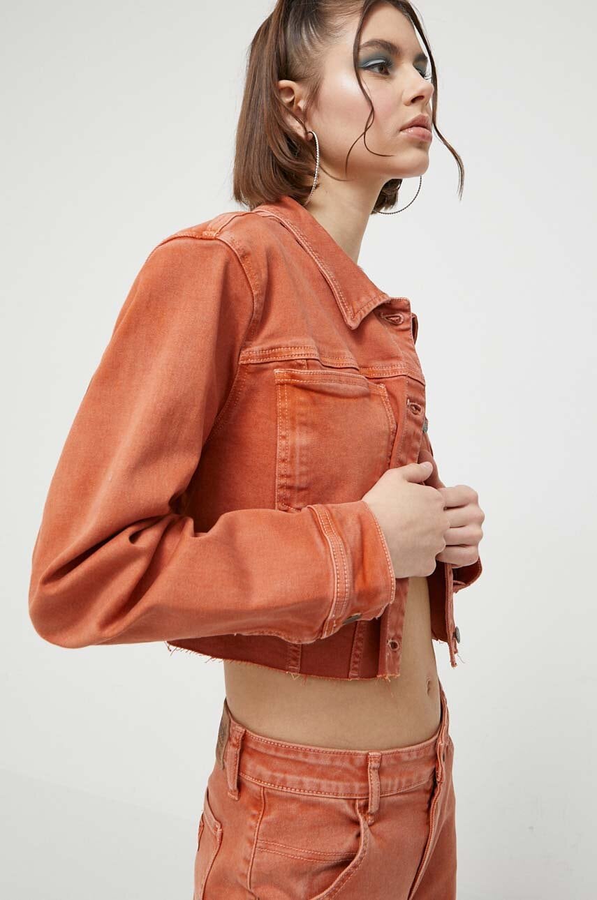 Τζιν μπουφάν Guess Originals χρώμα: πορτοκαλί