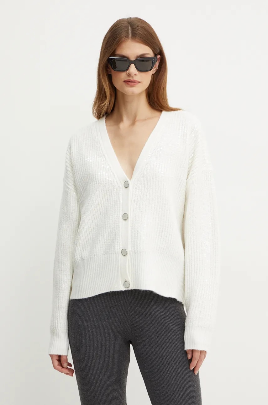 Ζακέτα από μίγμα μαλλιού Guess RILEY χρώμα: μπεζ, W4BR44 Z3J92