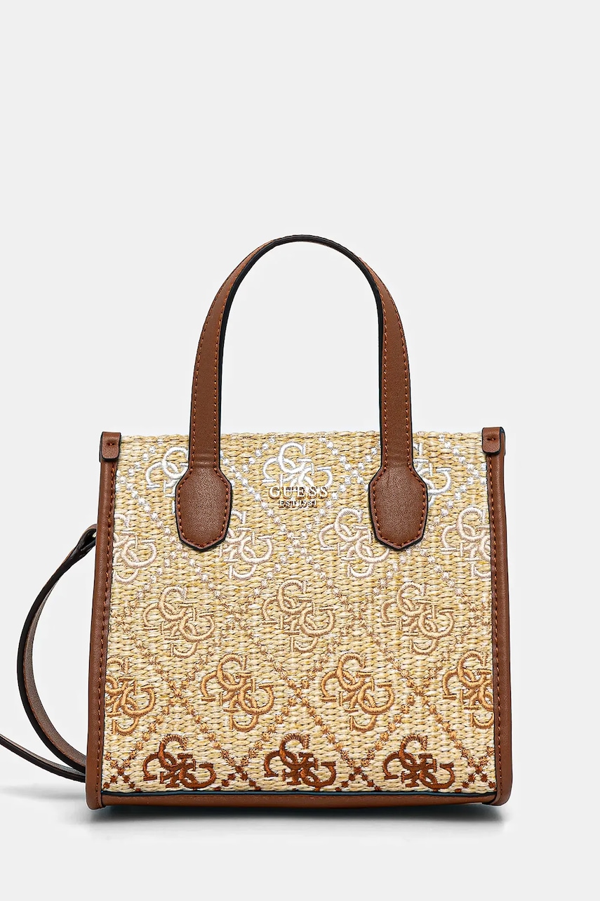Τσάντα Guess SILVANA χρώμα: μπεζ, HWSW86 65770