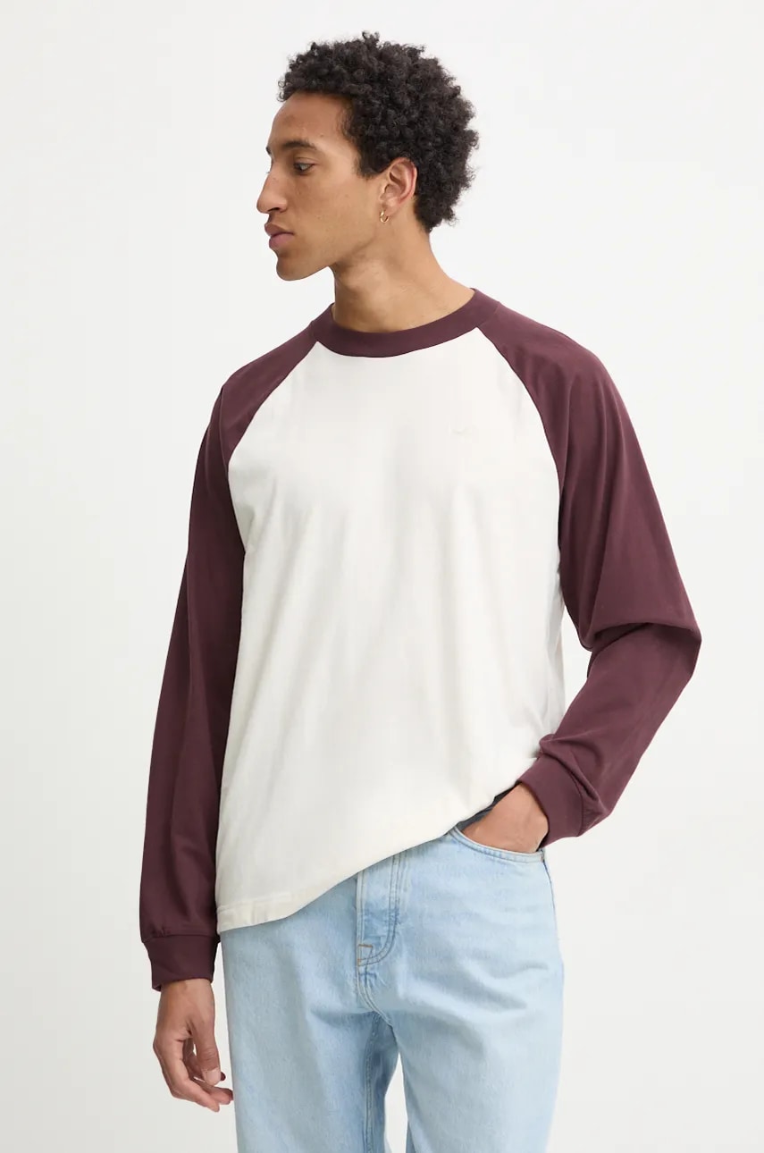 Βαμβακερή μπλούζα με μακριά μανίκια Hollister Co. χρώμα: μπεζ, KI324-4170