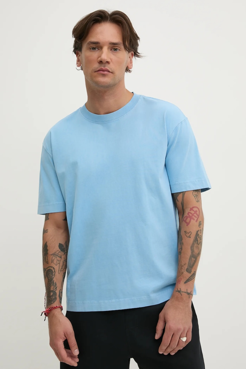 Βαμβακερό μπλουζάκι Hollister Co. ανδρικό, χρώμα: μπλε, KI324-5205