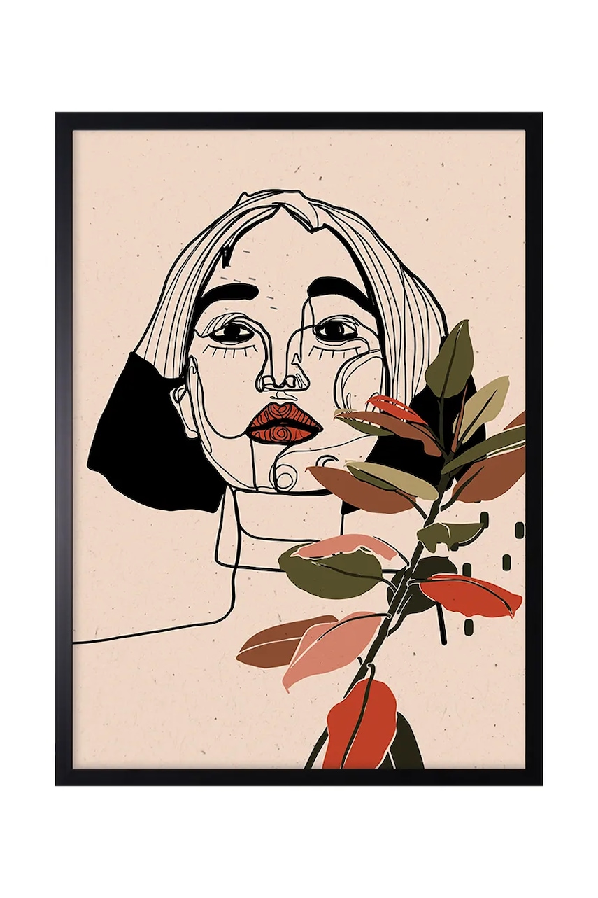 Διακοσμητικό τοίχου σε κορνίζα home & lifestyle LINEAR WOMAN 50 x 70 cm χρώμα: πολύχρωμο
