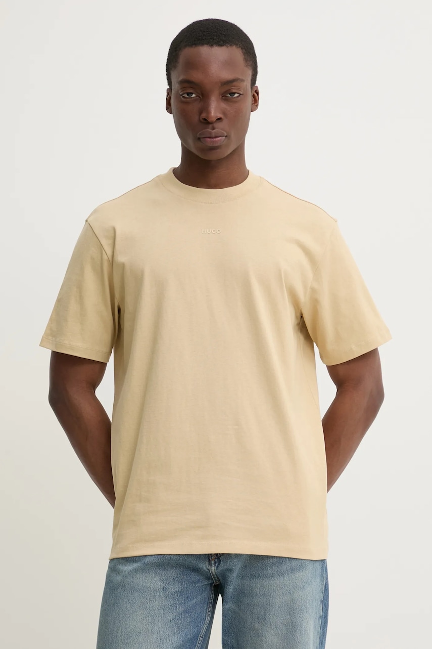 Βαμβακερό μπλουζάκι HUGO ανδρικό, χρώμα: μαύρο, 50488330