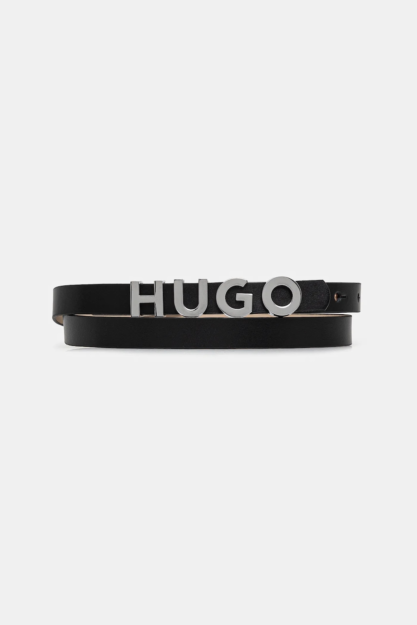 Δερμάτινη ζώνη HUGO χρώμα: μαύρο, 50536876