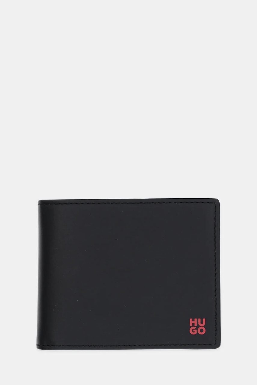 Δερμάτινο πορτοφόλι HUGO ανδρικό, χρώμα: μαύρο, 50548300