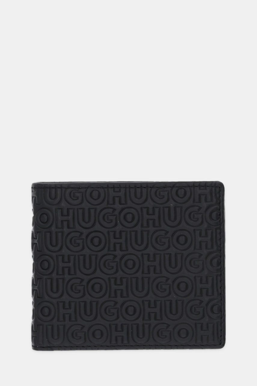 Δερμάτινο πορτοφόλι HUGO ανδρικό, χρώμα: μαύρο, 50552780
