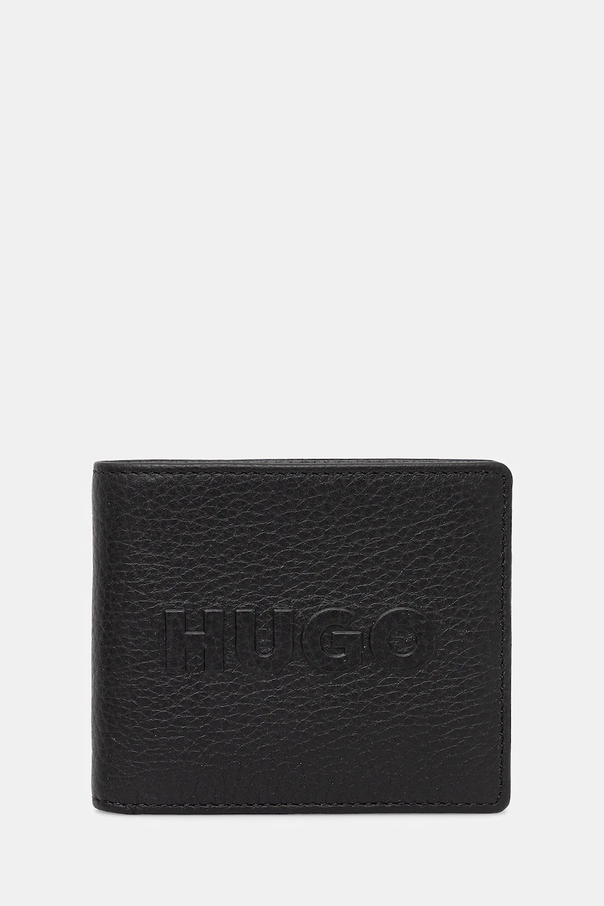 Δερμάτινο πορτοφόλι HUGO ανδρικό, χρώμα: μαύρο, 50552795
