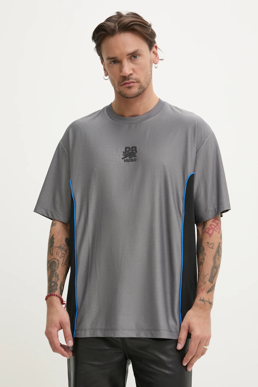 Μπλουζάκι HUGO x RACING BULLS χρώμα: γκρι, 50545110