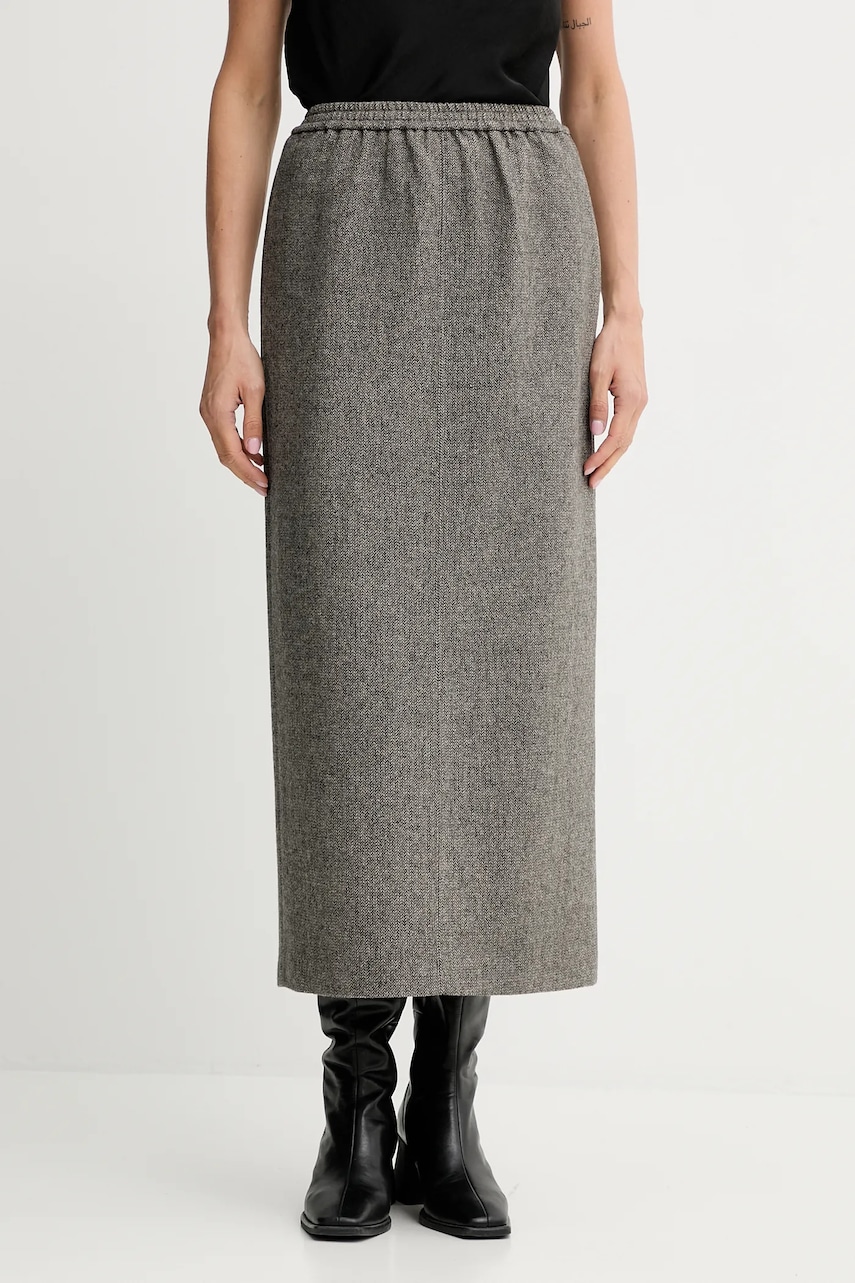 Φούστα με προσθήκη μαλλιού ISABELLE BLANCHE χρώμα: γκρι, IS25FW-G081-T012