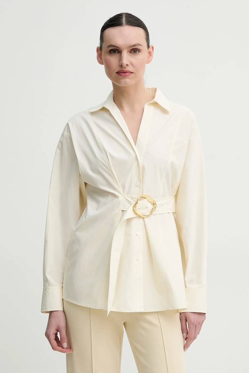 Βαμβακερό πουκάμισο ISABELLE BLANCHE χρώμα: μπεζ, IS25SS-C150-T012-MOD