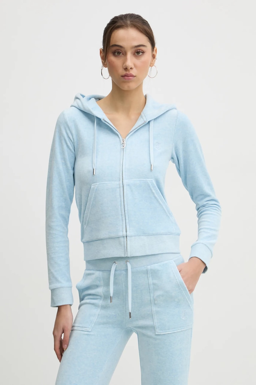 Μπλούζα Juicy Couture χρώμα: μπλε, με κουκούλα, JCAP176