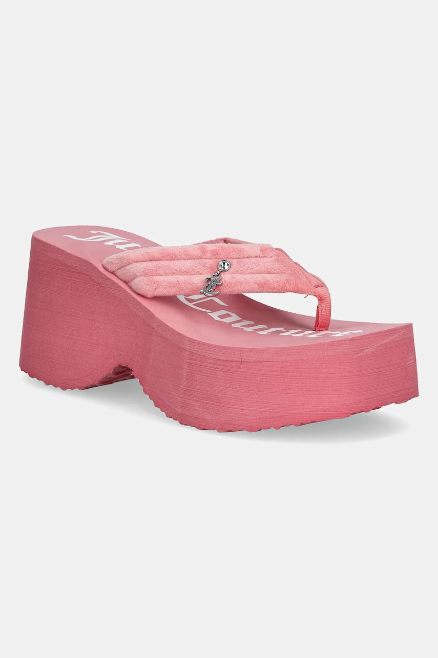 Σαγιονάρες Juicy Couture WHITNEY VELOUR Y2K WEDGE χρώμα: ροζ, JCFSAN225009