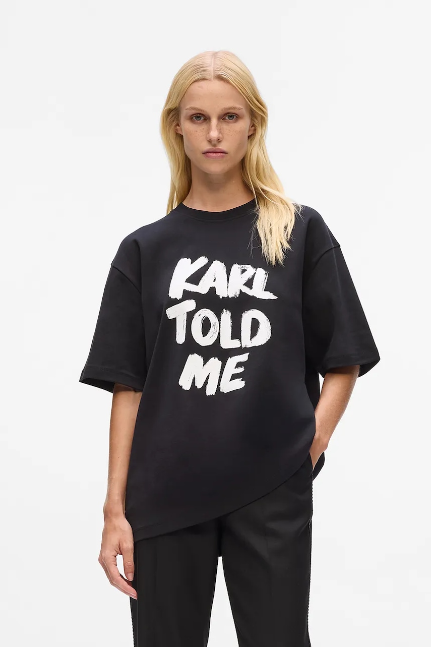 Βαμβακερό μπλουζάκι Karl Lagerfeld Karl Lagerfeld x Paris Hilton χρώμα: μαύρο, A4W17101