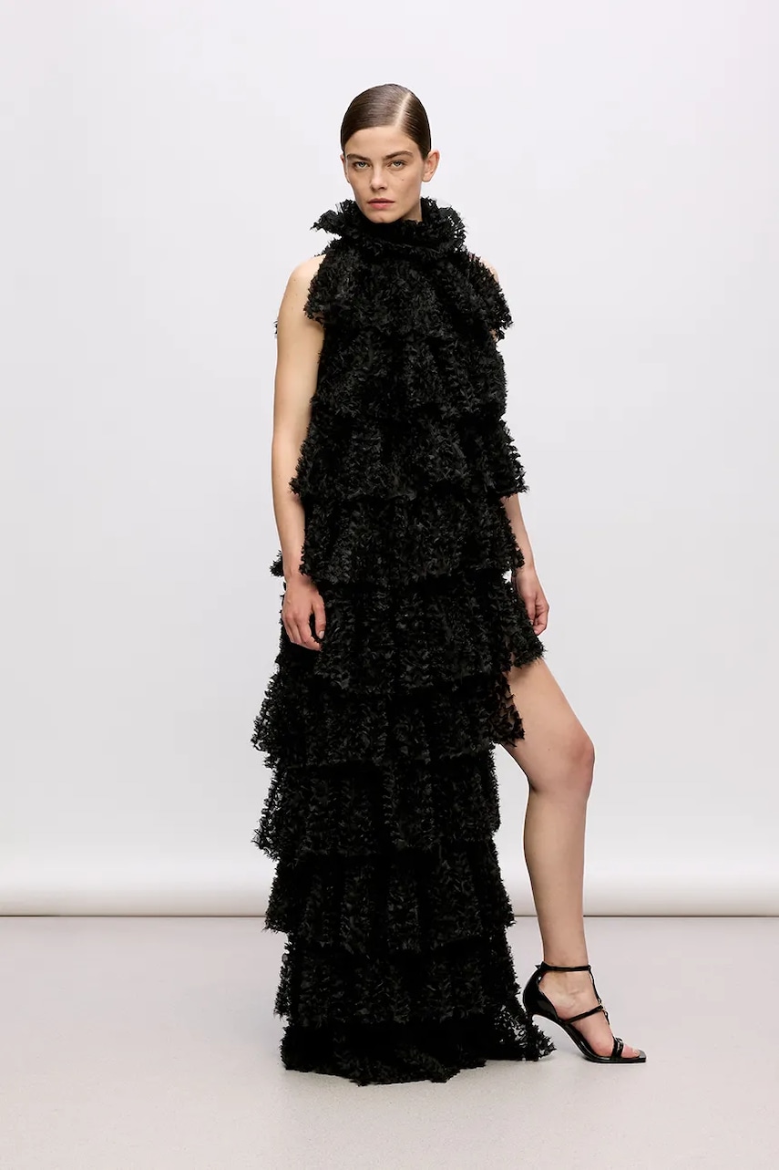 Φόρεμα Karl Lagerfeld Studio χρώμα: μαύρο A4W13062