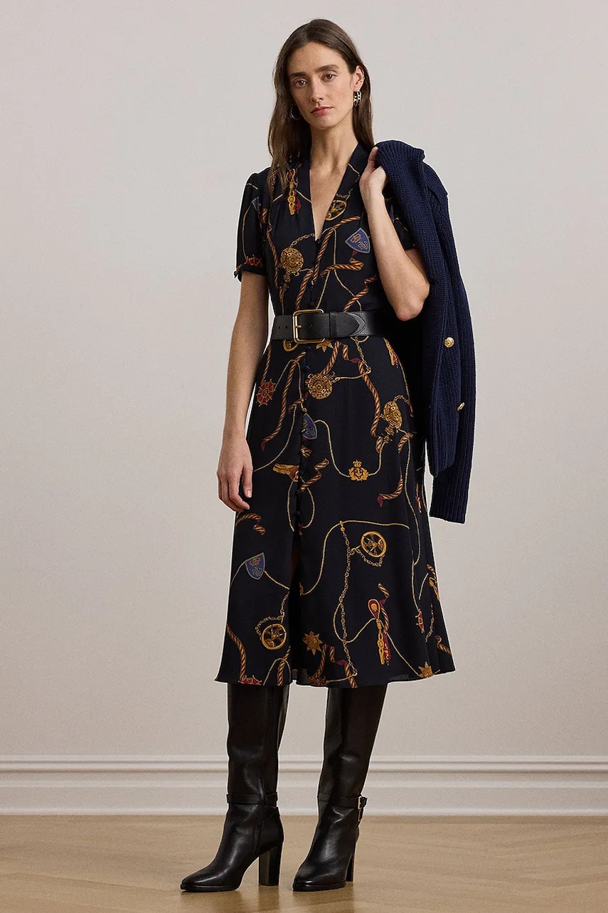 Φόρεμα Lauren Ralph Lauren χρώμα: ναυτικό μπλε, 200957152