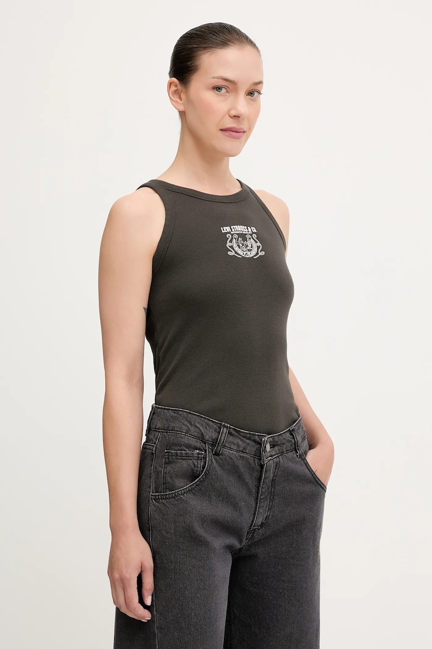 Βαμβακερό τοπ Levi's χρώμα: γκρι, 003QP