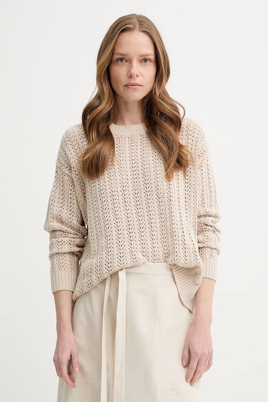 Πουλόβερ από λινό μείγμα Levi's SUNRISE CROCHET SWEATER χρώμα: μπεζ, 0013A