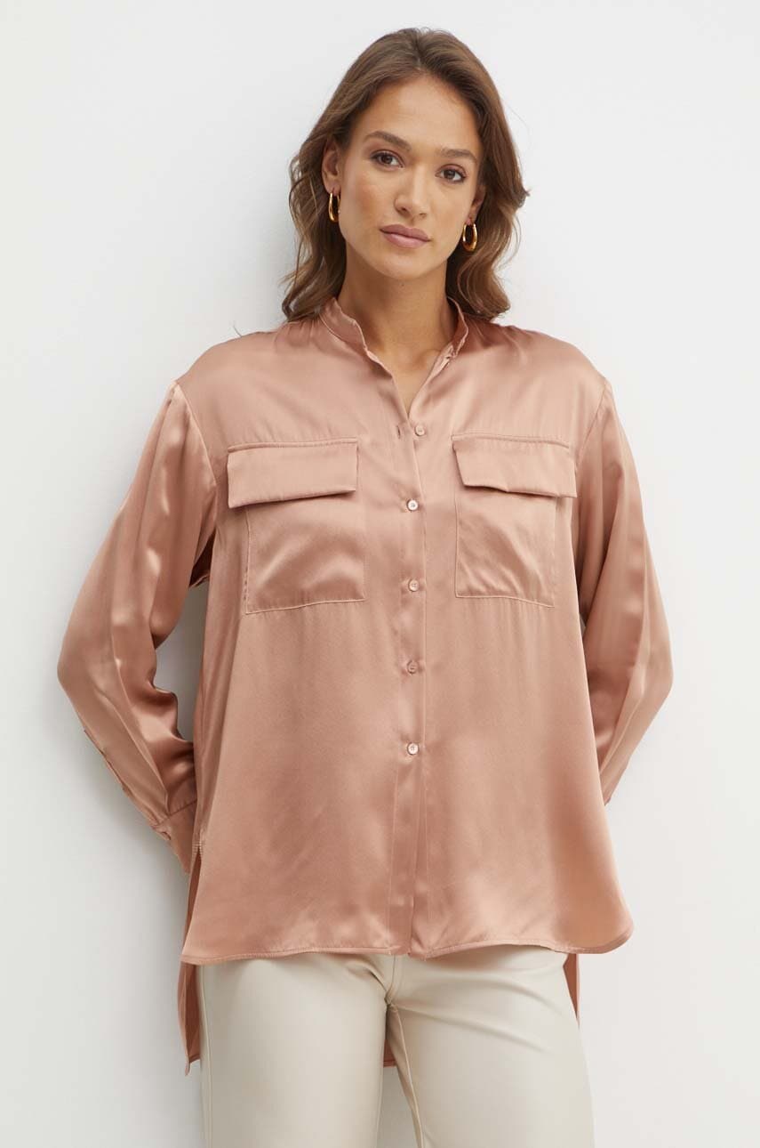 Μεταξωτό πουκάμισο MAX&Co. χρώμα: ροζ, 2416111052200