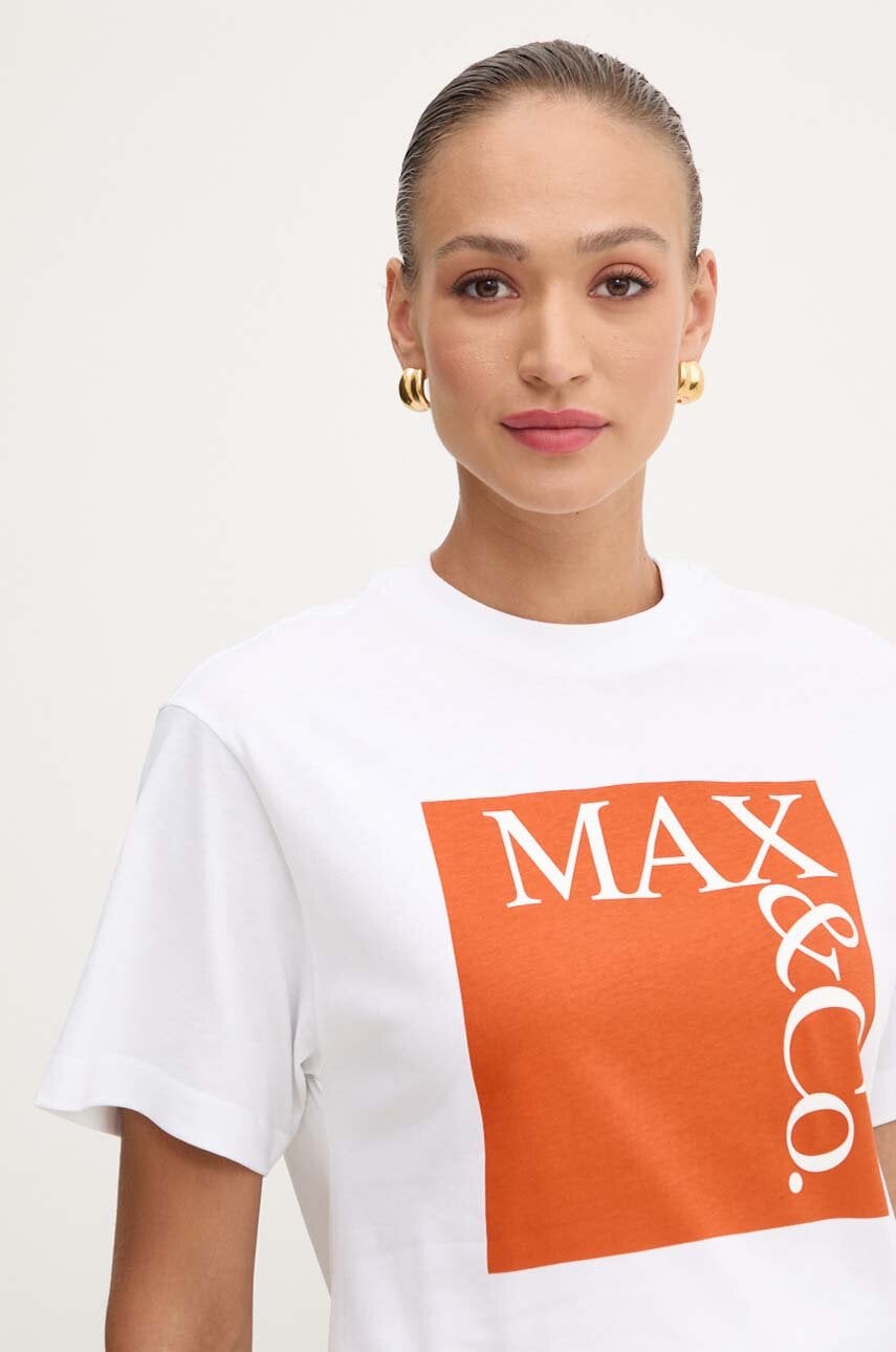 Βαμβακερό μπλουζάκι MAX&Co. γυναικείο, χρώμα: άσπρο, 2428976024200