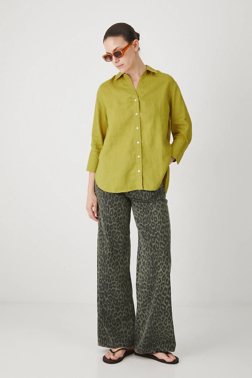 Πουκάμισο από λινό Medicine χρώμα: πράσινο