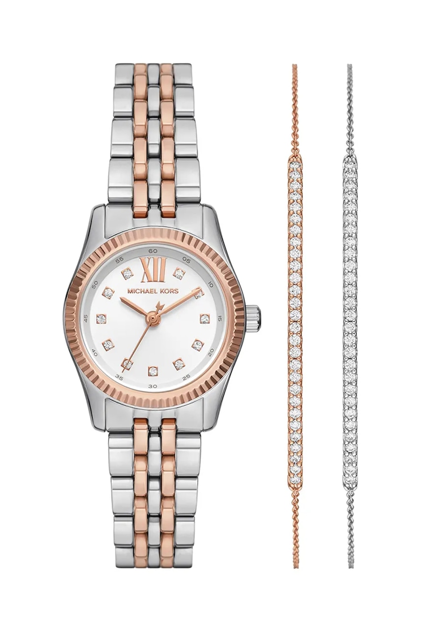 Ρολόι και βραχιόλια Michael Kors χρώμα: ασημί, MK4817SET