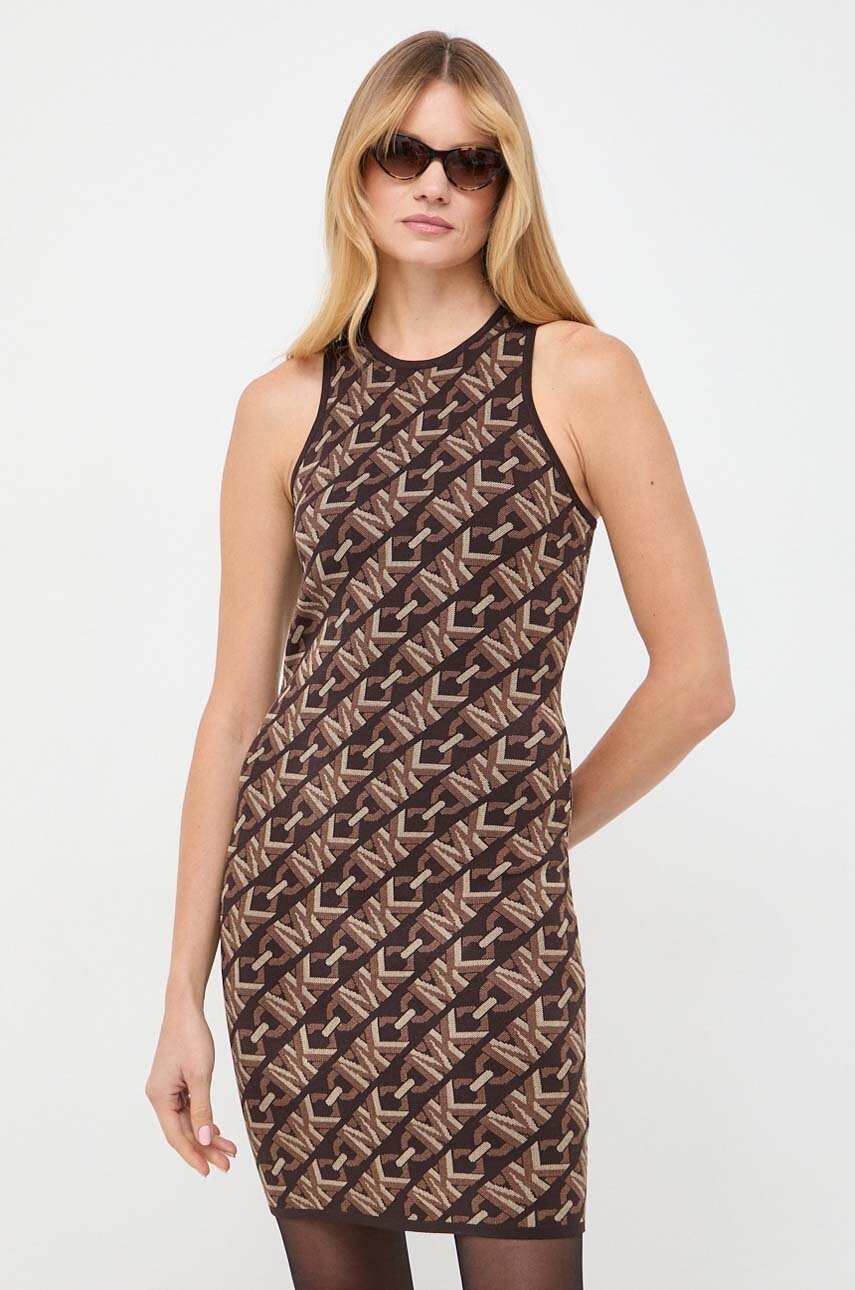Φόρεμα MICHAEL Michael Kors χρώμα: καφέ