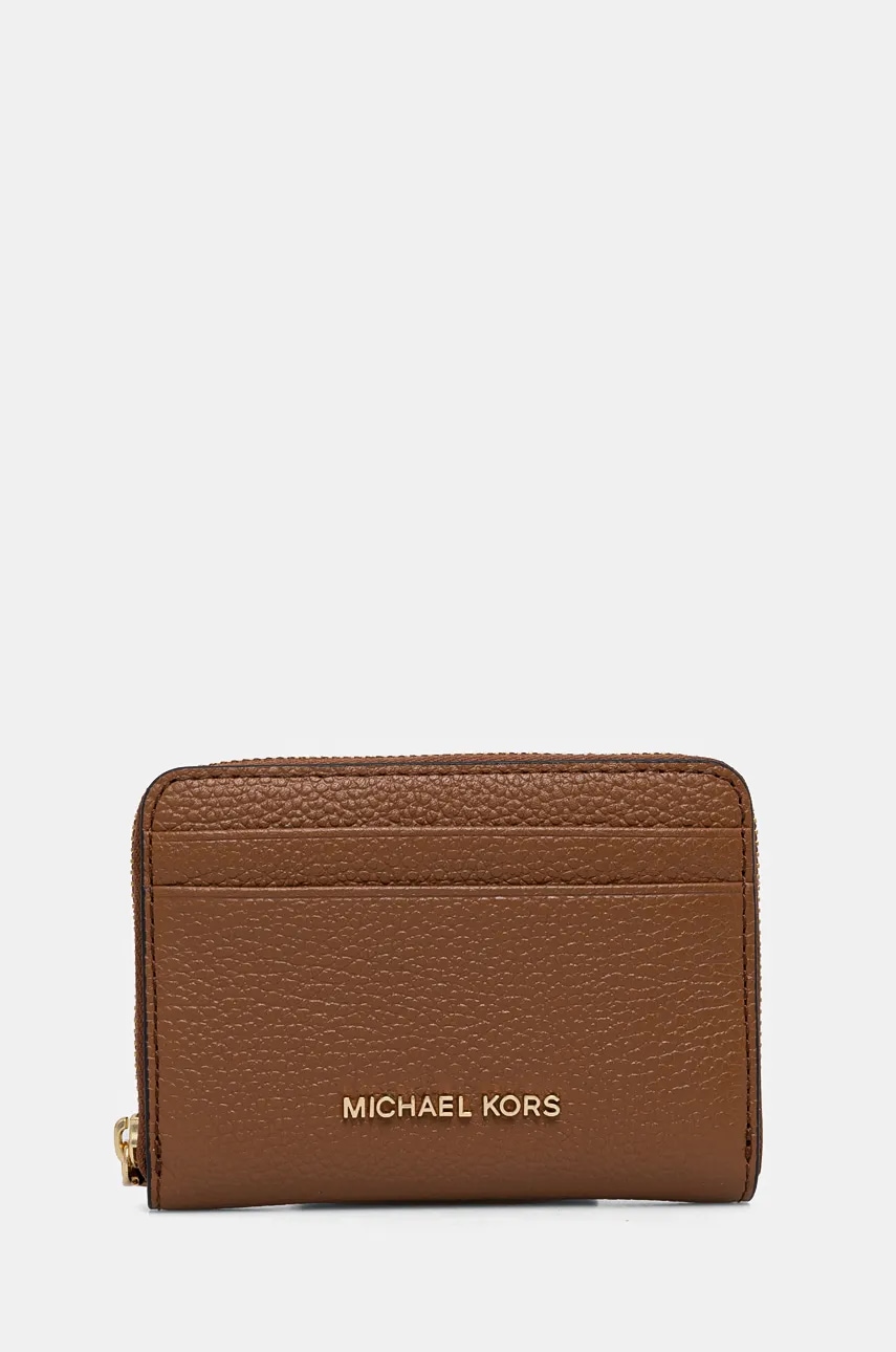 Δερμάτινο πορτοφόλι MICHAEL Michael Kors γυναικείο, χρώμα: καφέ, 32T4GJ6Z5L