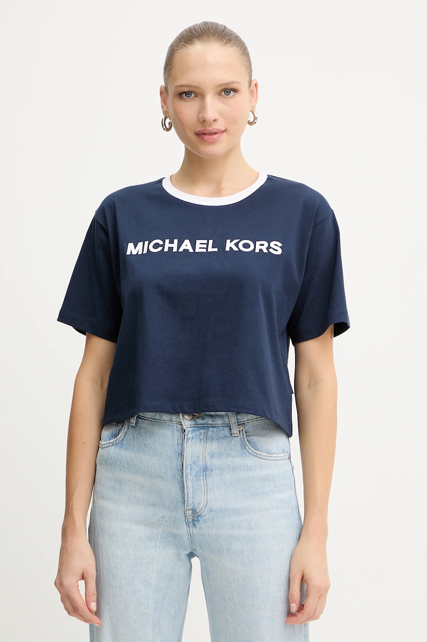 Βαμβακερό μπλουζάκι MICHAEL Michael Kors χρώμα: ναυτικό μπλε, MF551WN2ZU